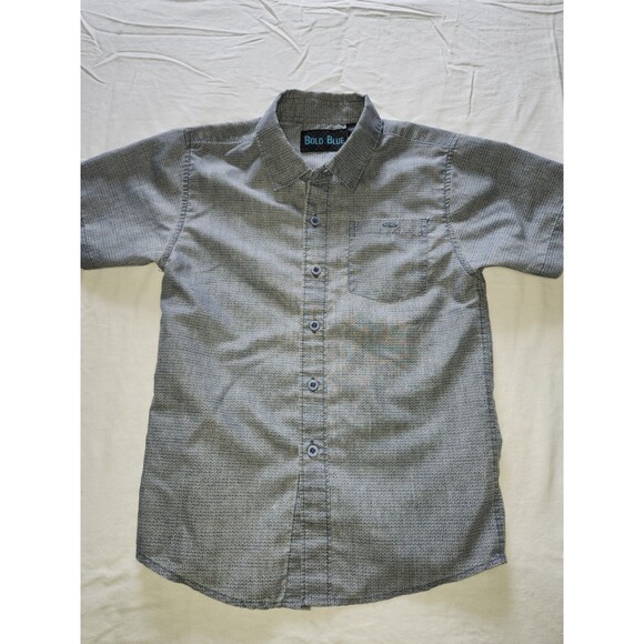 Bold Blue Collar Button Down Kids Shirt Set 6-7 - Picture 5 of 6